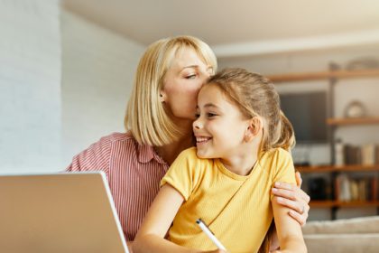 child mother home family homework daughter gir parent education laptop kid teaching childhood woman
